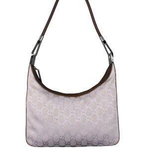 Gucci lavender Monogram Canvas Hobo with Brown Trim